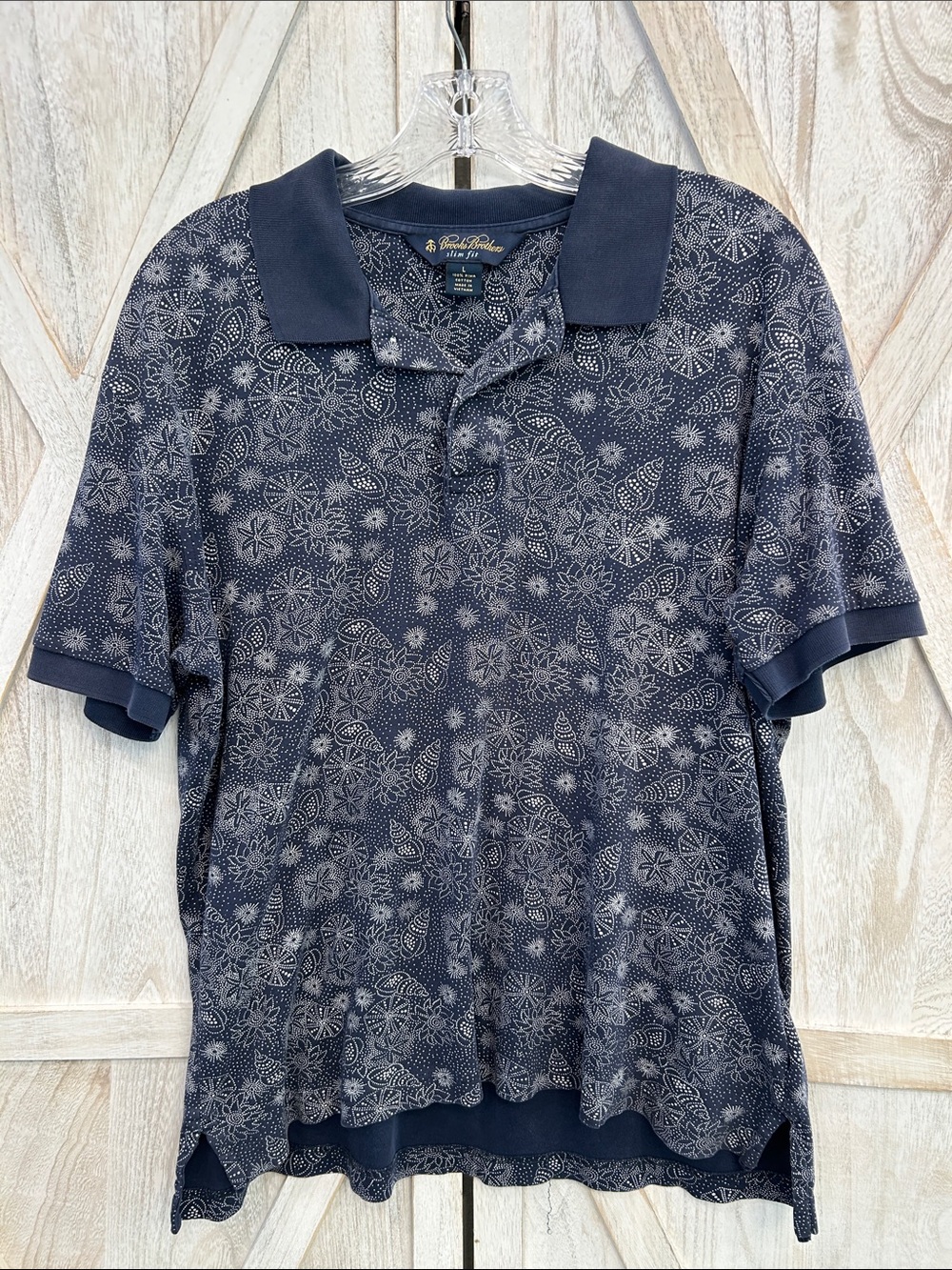 Brooks Brothers Paisley Floral Polo Navy L